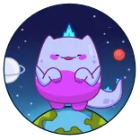 ☺️ gatto, cartone animato, pianeta, carino, animale, stelle, spazio, fantasia telegram sticker