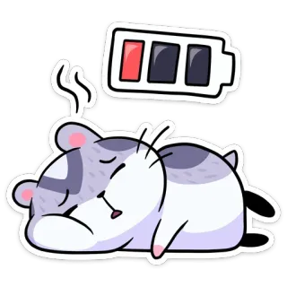 😫 ハムスター, 電池残量低下, 疲れ, 眠い, 睡眠, アニメ, 動物, ステッカー telegram sticker
