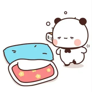 🤔 Panda, Dessin animé, Mignon, Dormir, Réveil, Oreiller whatsapp sticker