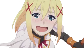 😃 Darkness Konosuba อนิเมะ, Konosuba, Darkness, ตัวละคร, ผมบลอนด์, อัศวิน telegram sticker
