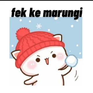 🤨 fek ke marungi gato, bola de nieve, invierno, dibujos animados, lindo whatsapp sticker