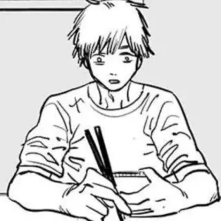 ⛓ Denji Chainsaw Man Denji, Chainsaw Man, Anime, Manga, Essen, Essstäbchen whatsapp sticker