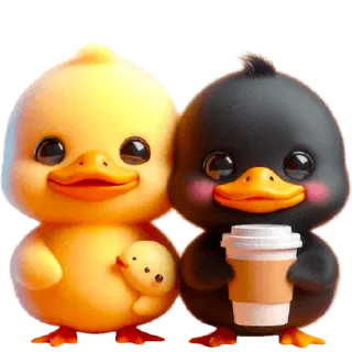 🧋 patos, lindo, kawaii, pollito, pájaros, café telegram sticker
