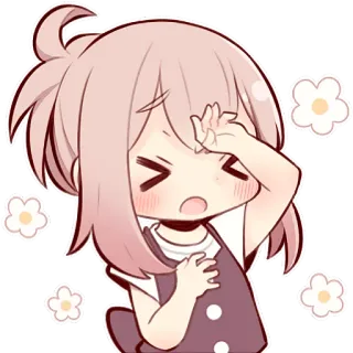 😮‍💨 ragazza anime, carino, sticker, fiori telegram sticker