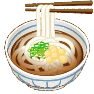 😊 Udon, Fideos, Comida, Comida japonesa, Tazón, Palillos whatsapp sticker