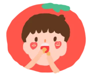 ☺️ Cartoon, Kind, Tomate, Kawaii, Süß whatsapp sticker