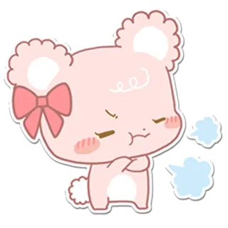 😒 urso, fofo, bravo, adesivo, desenho animado, rosa, laço telegram sticker