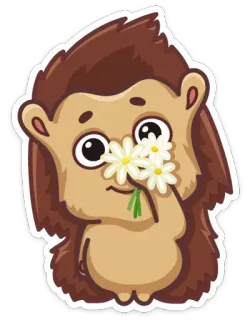 🌻 hedgehog, animal, flowers, cute, cartoon telegram sticker