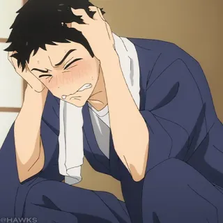 🎎 Anime, gêné(e), sueur, stress, inquiet/inquiète telegram sticker
