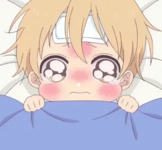 😭 malato, anime, cartone animato, bambino, piangendo, triste, letto, febbre telegram sticker