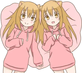 ❤️ Anime, Orelhas de gato, Kawaii, Fofo, Garotas, Gêmeas telegram sticker