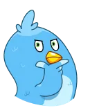 🤔 burung, berpikir, kartun, biru, karakter telegram sticker