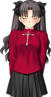 😑 Rin Tohsaka Fate/stay night Anime, Manga, Personaje, Mujer, Pelo Negro, Rin, Tohsaka whatsapp sticker