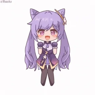 💃 Keqing Genshin Impact アニメ, ちびキャラ, 可愛い, 原神, 刻晴 telegram sticker