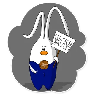 😜 SARCASM cartoon, sarcasm, humor, funny, joke, illustration, bunny, rabbit telegram sticker