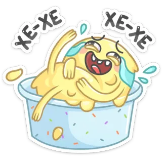 🍦 XE-XE XE-XE cartoon, yellow, crying, laughter, funny, blob, cute whatsapp sticker