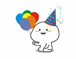 🎈 ulang tahun, perayaan, balon, topi pesta, imut, karakter, kawaii whatsapp sticker