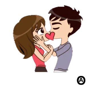 👨‍❤️‍👨 Dibujos animados, Pareja, Beso, Amor, Romance telegram sticker