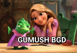 😂 Rapunzel GUMUSH BGD kreskówka, animacja, Roszpunka, postać, Disney, jaszczurka whatsapp sticker