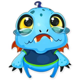 😢 สัตว์ประหลาด, การ์ตูน, น่ารัก, เศร้า, ร้องไห้, สีน้ำเงิน, เอเลี่ยน telegram sticker