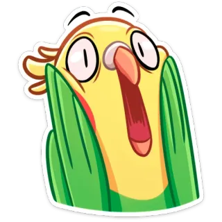 😱 นก, กลัว, ตื่นตระหนก, การ์ตูน, สัตว์, สีหน้า telegram sticker