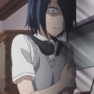 🖤 Yū Ishigami Kaguya-sama: Love Is War Аниме, Персонаж, Ишигами, Школьная форма, Наушники telegram sticker