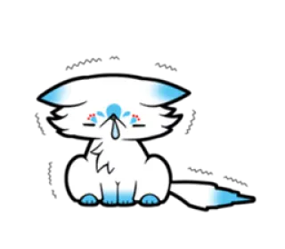 🙁 gato, chorando, triste, anime, desenho animado, branco, azul, lágrima whatsapp sticker