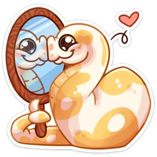 😍 schlange, spiegel, spiegelung, tier, süß, herz, comic telegram sticker