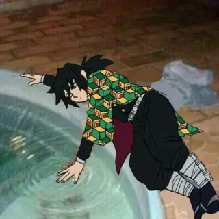 🌊 Giyu Tomioka Demon Slayer Аниме, Клинок, рассекающий демонов, Гию Томиока, Смешное, Мем telegram sticker