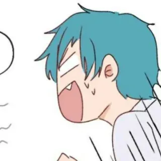 🦕 Cartoon, Anime, Reaktion, überrascht, schockiert, blaue Haare whatsapp sticker