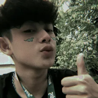 🎮 teen, ragazzo, selfie, sticker dinosauro, pollice in su whatsapp sticker