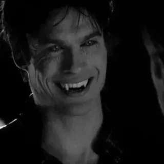 ▪️ Damon Salvatore The Vampire Diaries wampir, kły, uśmiechnięty, serial TV, nadprzyrodzone, Ian Somerhalder telegram sticker