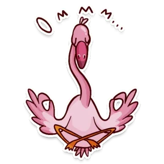 🦩 Ommm Mooo flamingo, yoga, meditação, pássaro, desenho animado, engraçado, om, mu telegram sticker