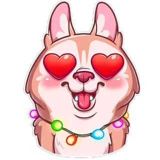 😍 corgi, chien, amour, coeurs, animal, mignon, autocollant, dessin animé telegram sticker