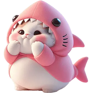 ☺️ kot, rekin, słodki, zwierzę, kreskówka, kawaii telegram sticker