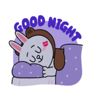 🌚 GOOD NIGHT buona notte, dormire, cartone animato, carino, coniglio, orso, assonnato whatsapp sticker