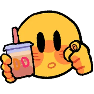 😐 DD Emoji, Getränk, Tasse, Süß, Kawaii, Kaffee, Dunkin' whatsapp sticker
