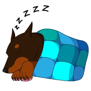 😴 ZZZZ pies, śpiący, zwierzę, słodki, koc, kreskówka telegram sticker