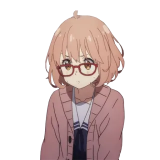 😨 Mirai Kuriyama Beyond the Boundary anime, girl, glasses, cute, kawaii, Mirai Kuriyama, Beyond the Boundary whatsapp sticker
