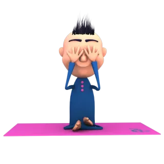 🙈 dessin animé, personnage, yoga, méditation, rose, équilibre whatsapp sticker
