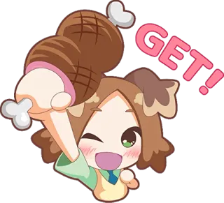 😉 GET! Dibujo animado, Anime, Lindo, Carne, Comida, Alegre whatsapp sticker