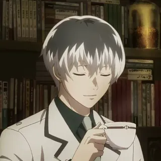 🥀 Ken Kaneki Tokyo Ghoul Anime, Tokyo Ghoul, Ken Kaneki, Ghoul, Karakter, Cangkir, Rambut Putih telegram sticker