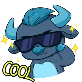 😎 COOL cool, buffle, lunettes de soleil, dessin animé, animal, paillette telegram sticker
