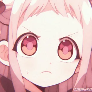 🐇 Anime, En colère, Fille, Rose, Mignon telegram sticker