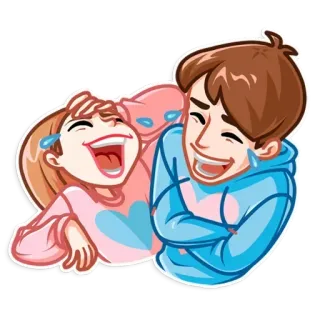 😂 rindo, desenho animado, feliz, casal, alegria, emoção telegram sticker