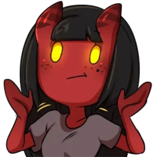 🤷‍♀ teufel, dämon, mädchen, hörner, rot telegram sticker
