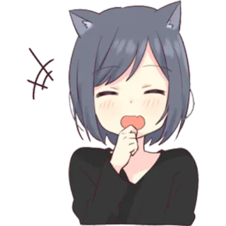 😄 ragazza anime, orecchie da gatto, kawaii, carino, chibi, cartone animato whatsapp sticker