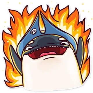 🔥 orca, whale, fire, cartoon, pirate, skull, animal, cute telegram sticker