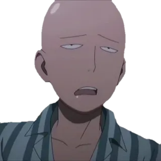 😪 Saitama One-Punch Man аниме, герой, лысый, супергерой, скучающий telegram sticker