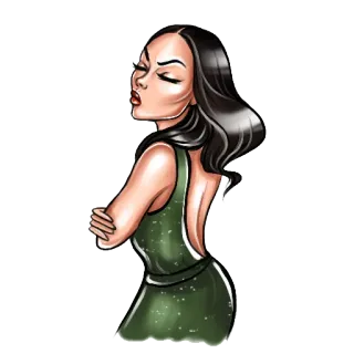 😗 woman, dress, fashion, style, illustration, digital art telegram sticker